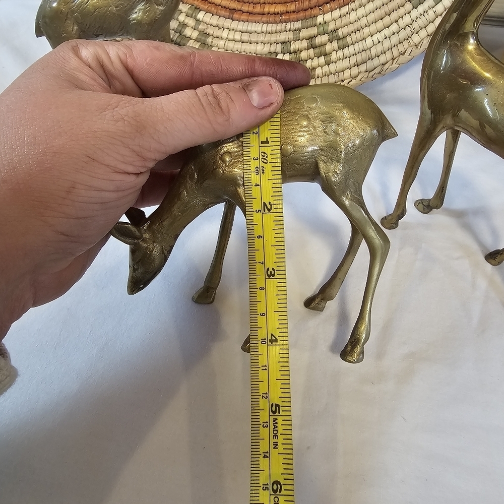 Set Of Three Brass Vintage Deer Decor Sculpture Figure MCM Animal - Picture 6 of 8
